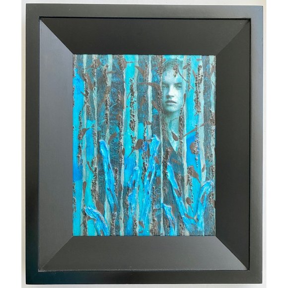 Woman of the Black Forest - Original Wall Art Mixed Media Painting 11"x14" Frame - Picture 2 of 6